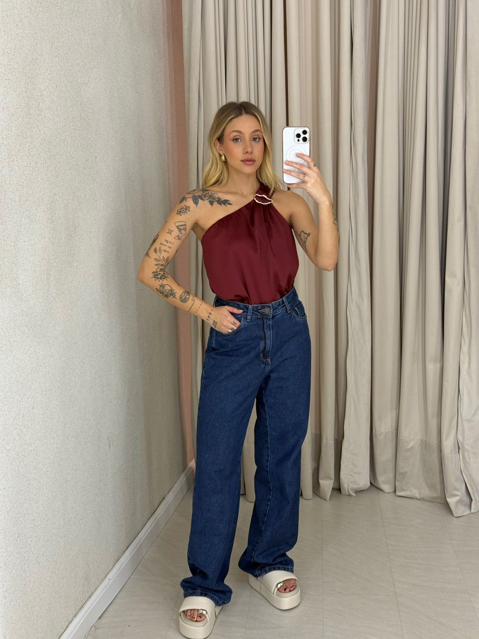 BLUSA HELEN NULA MANGA VINHO