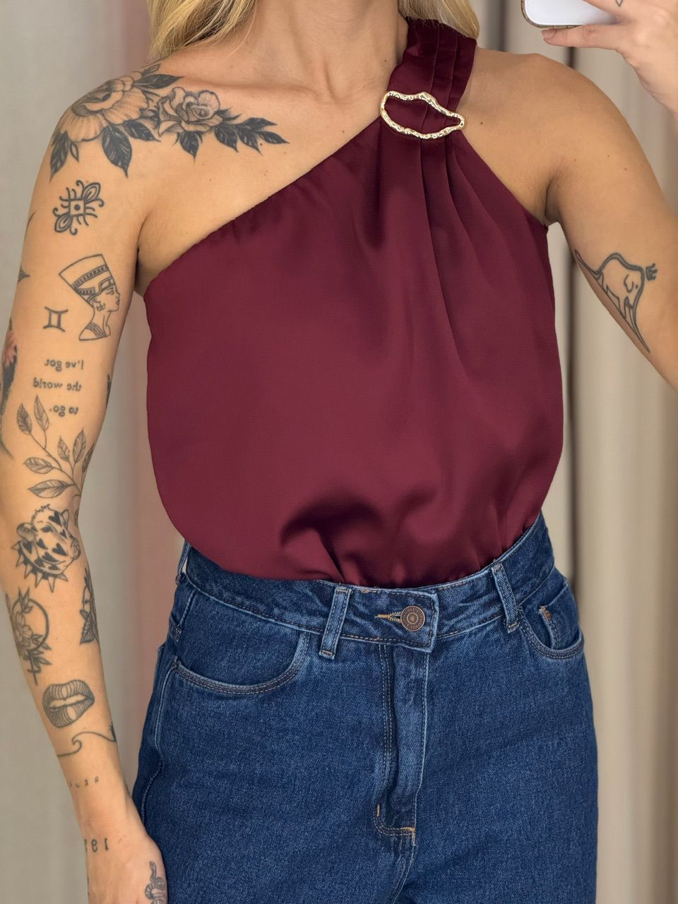 BLUSA HELEN NULA MANGA VINHO