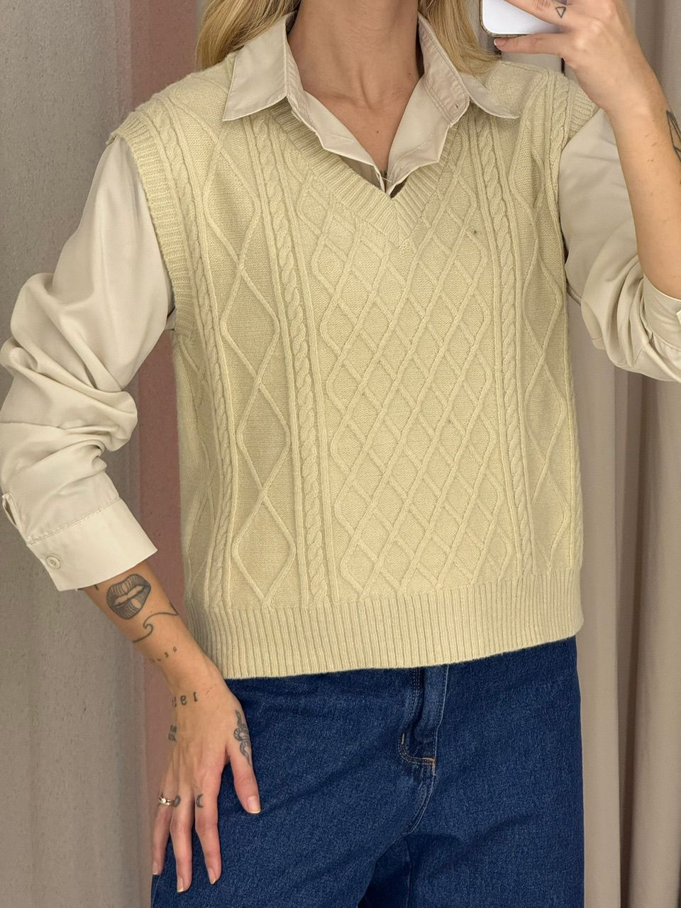 CAMISA JUDITE CARDIGAN AREIA