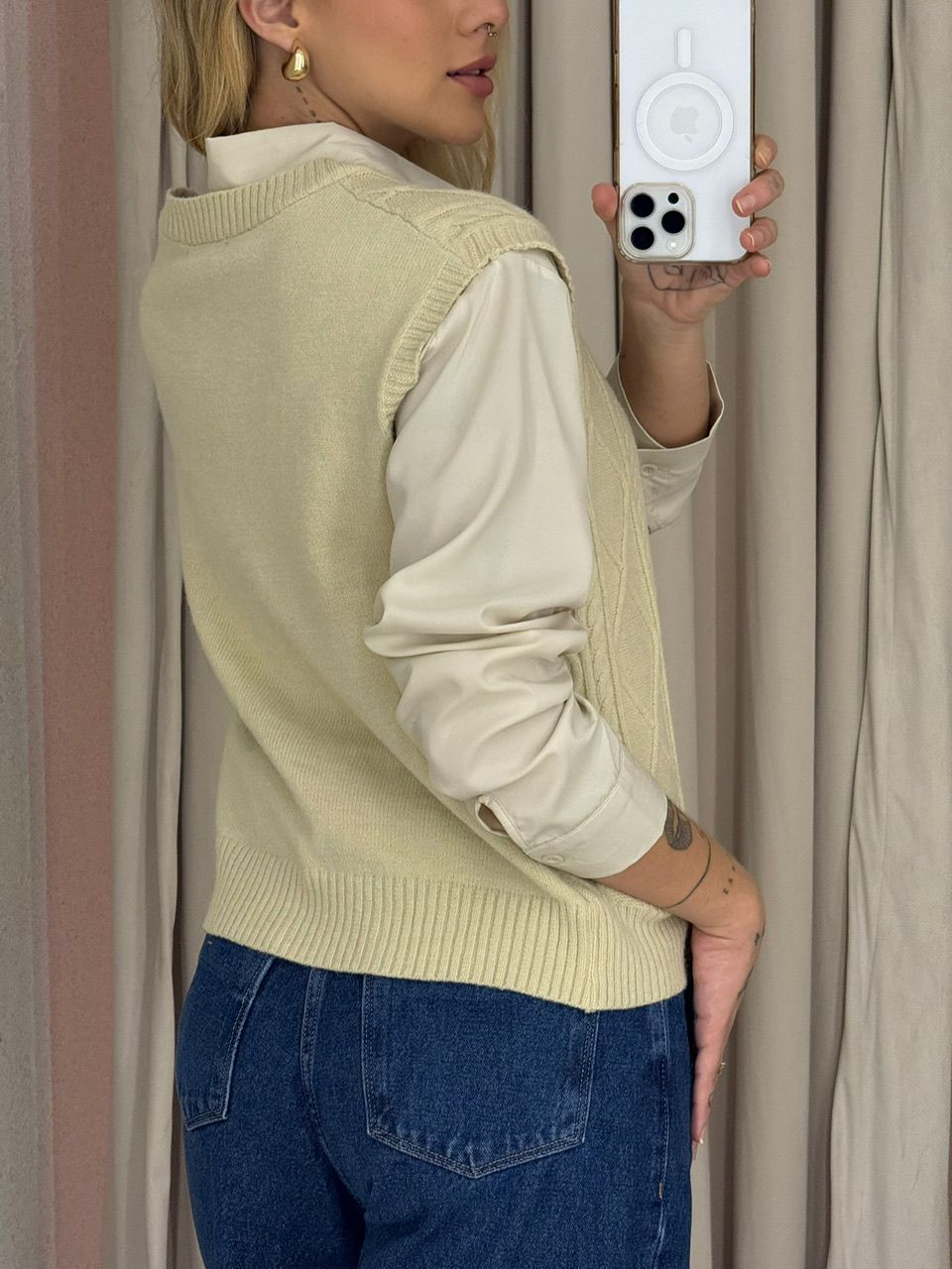 CAMISA JUDITE CARDIGAN AREIA