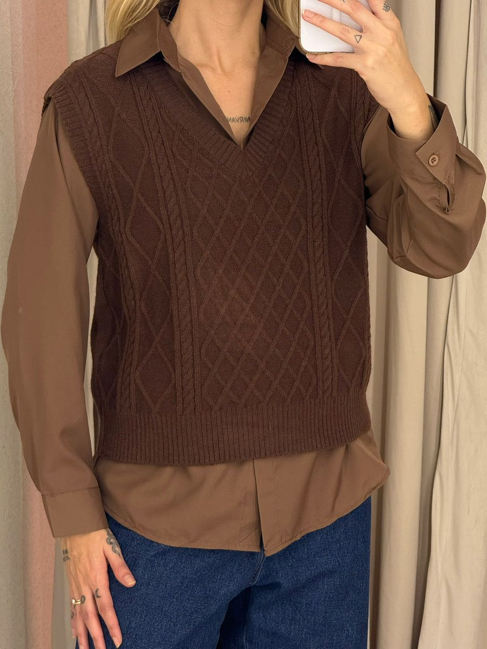 CAMISA JUDITE CARDIGAN MARROM