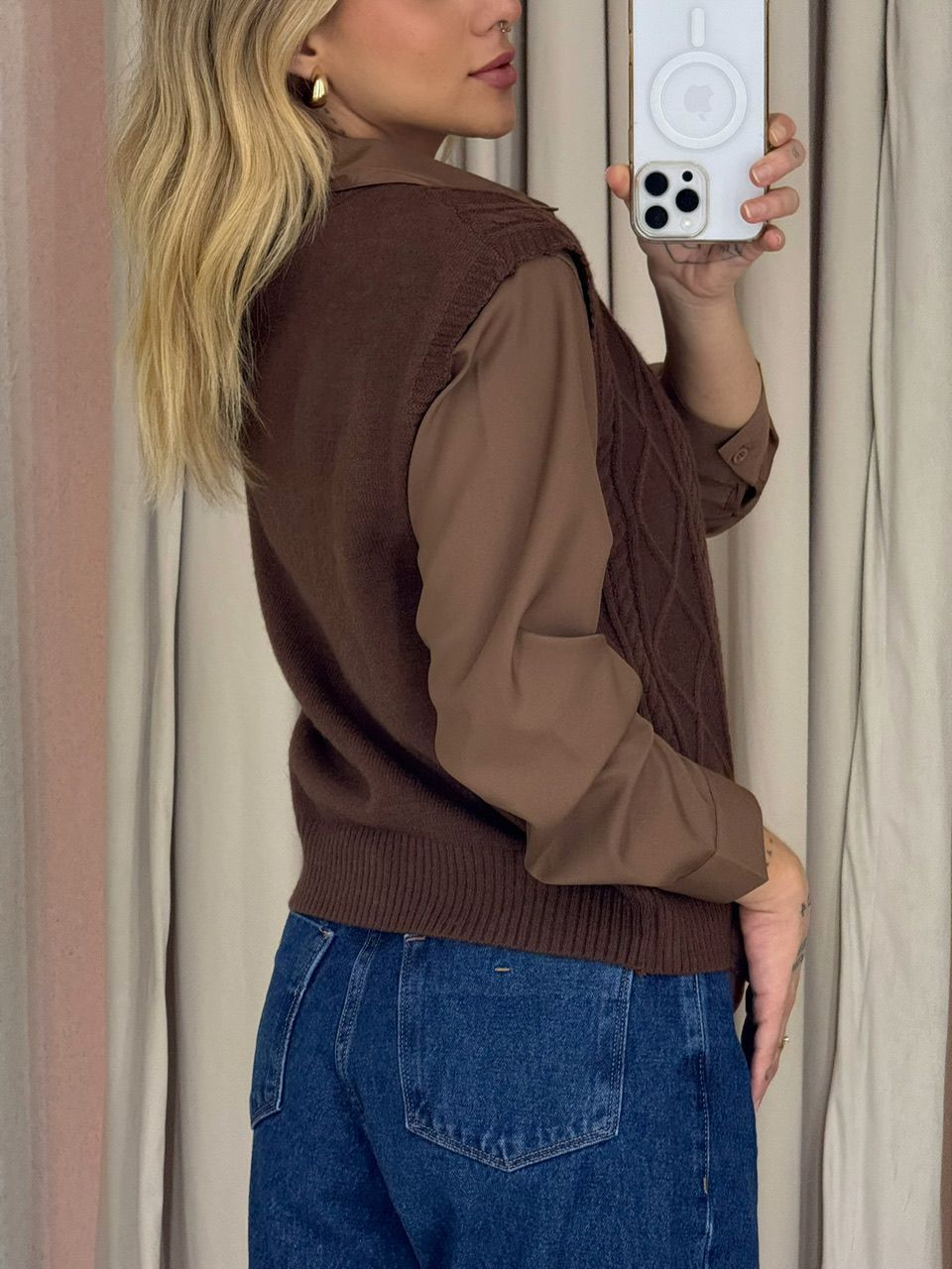 CAMISA JUDITE CARDIGAN MARROM
