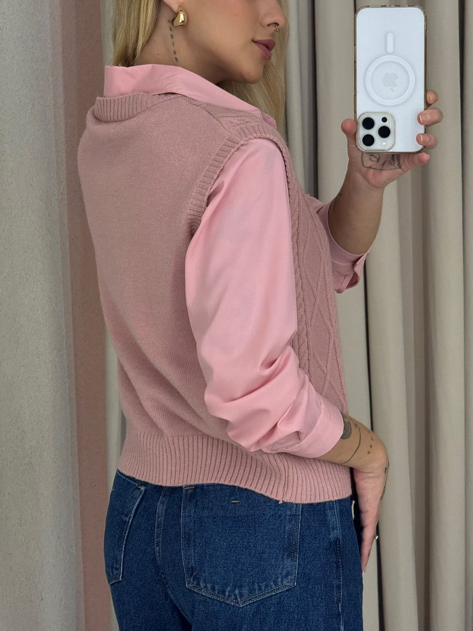 CAMISA JUDITE CARDIGAN ROSA
