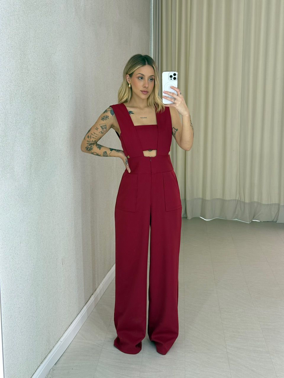 JARDINEIRA COM TOP CF CHERRY RED