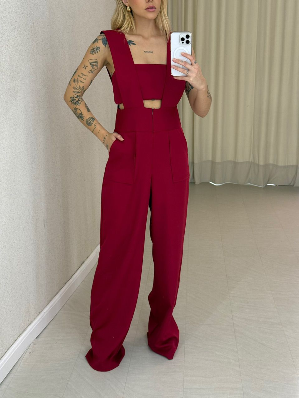 JARDINEIRA COM TOP CF CHERRY RED