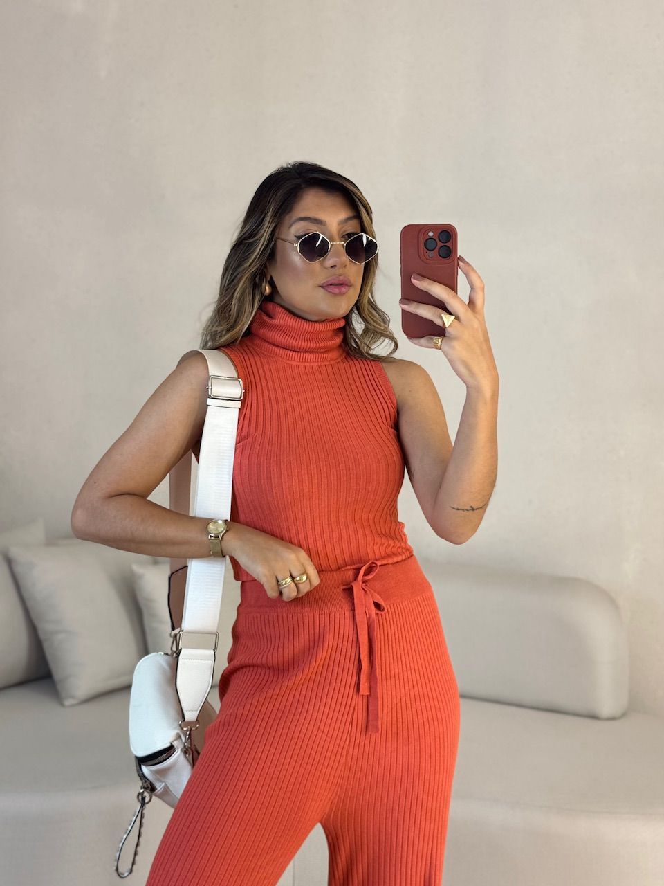 BLUSA SABRINA TRICOT CORAL