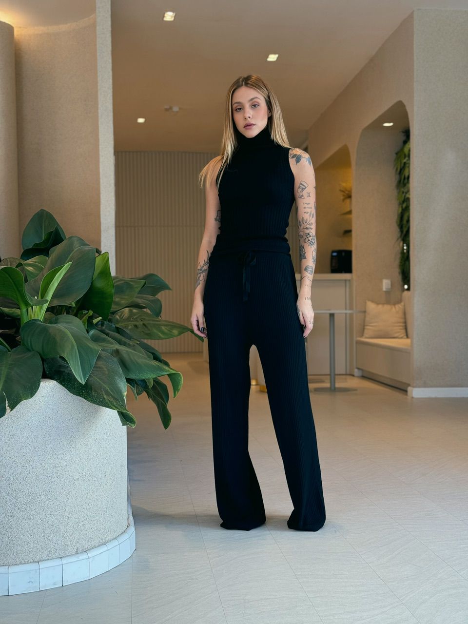CALÇA ISADORA TRICOT PRETA