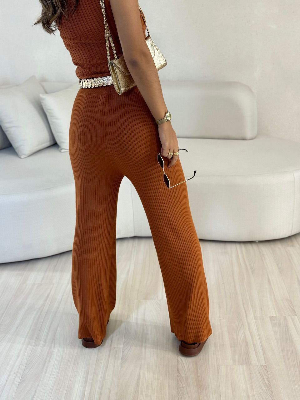 CALÇA ISADORA TRICOT TERRA COTA 