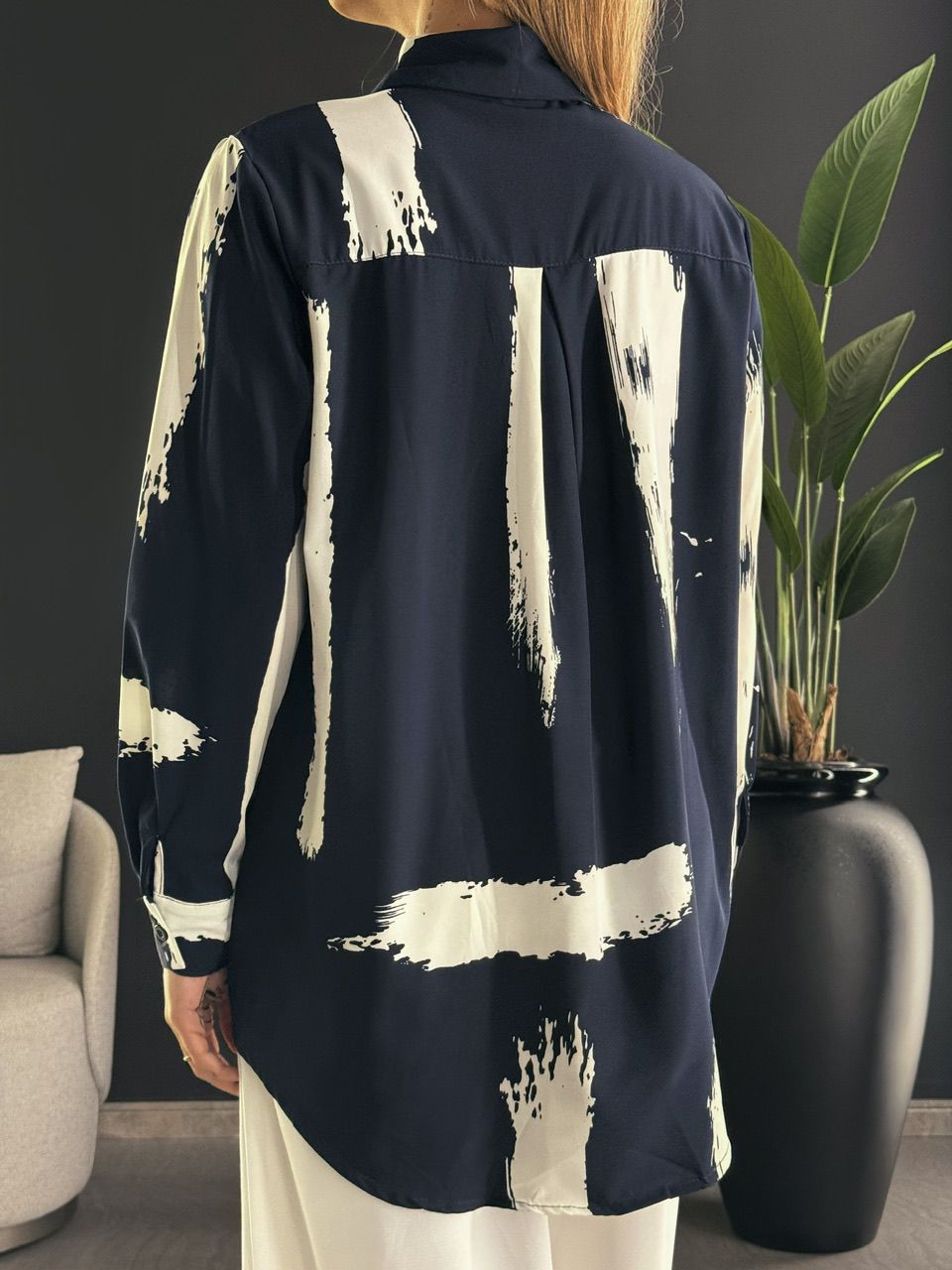 CAMISA LAIS ESTAMPADA AZUL/OFF