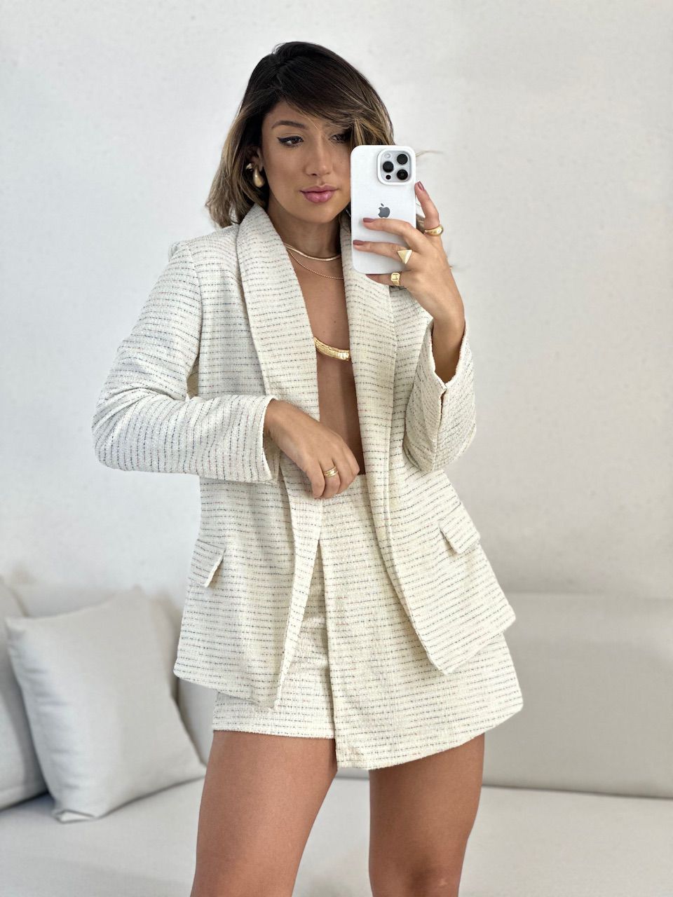CONJUNTO MAISA BLAZER MARFIM - 0052530056 - CAROLLA FERRARO