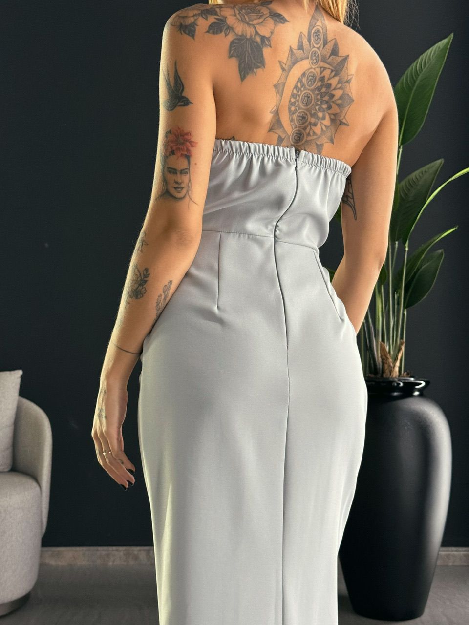VESTIDO ISABELLY MIDI CINZA CLARO