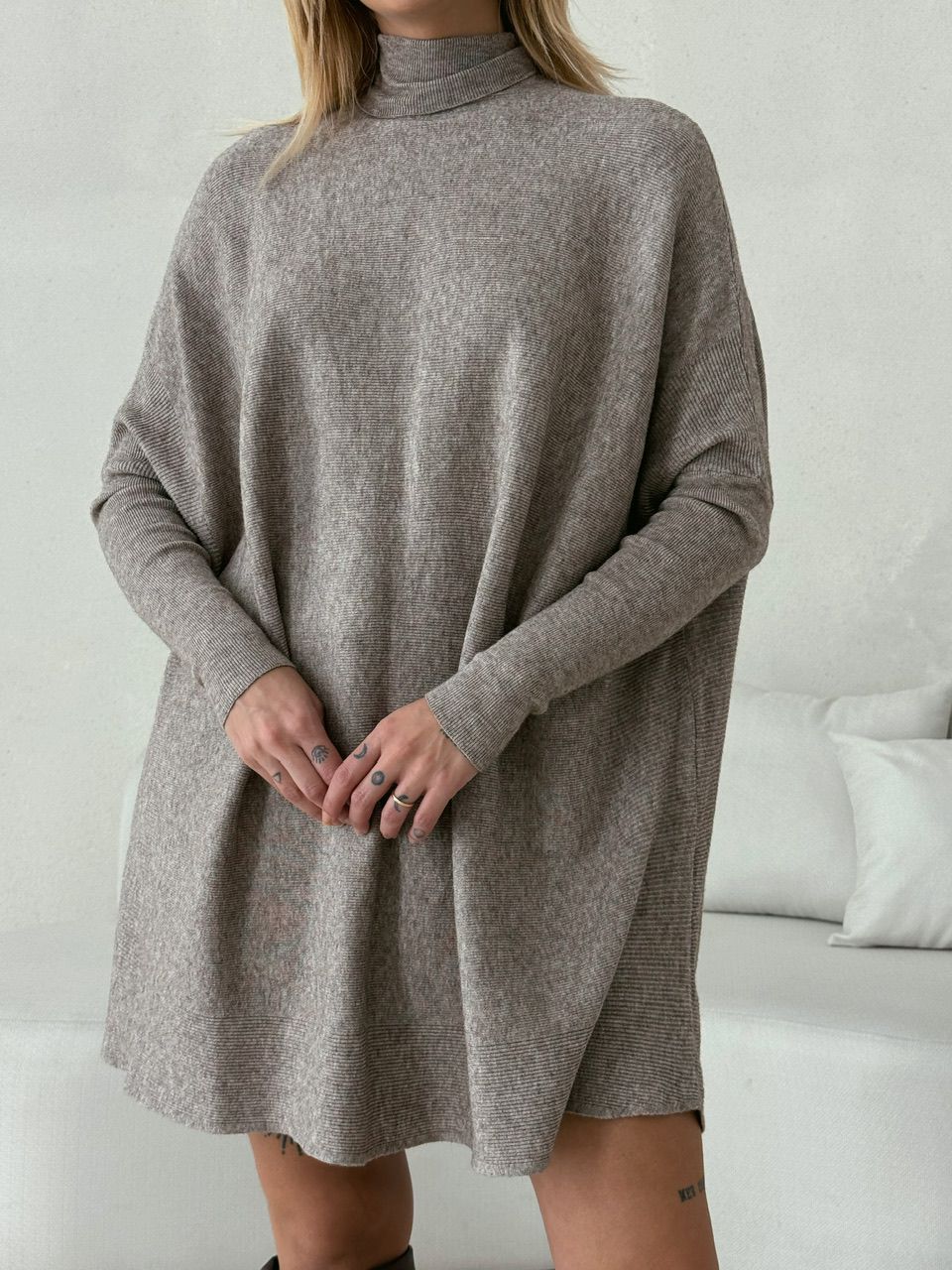 BLUSÃO TRICOT GOLA CAQUI