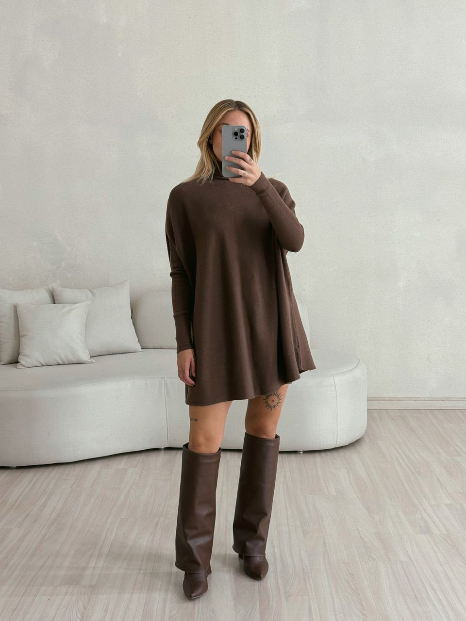 BLUSÃO TRICOT GOLA MARROM - 0053270054 - CAROLLA FERRARO