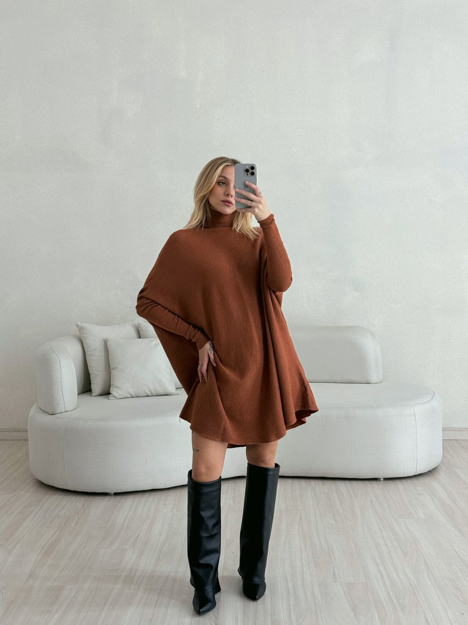 BLUSÃO TRICOT GOLA TERRA COTA - 0053270117 - CAROLLA FERRARO