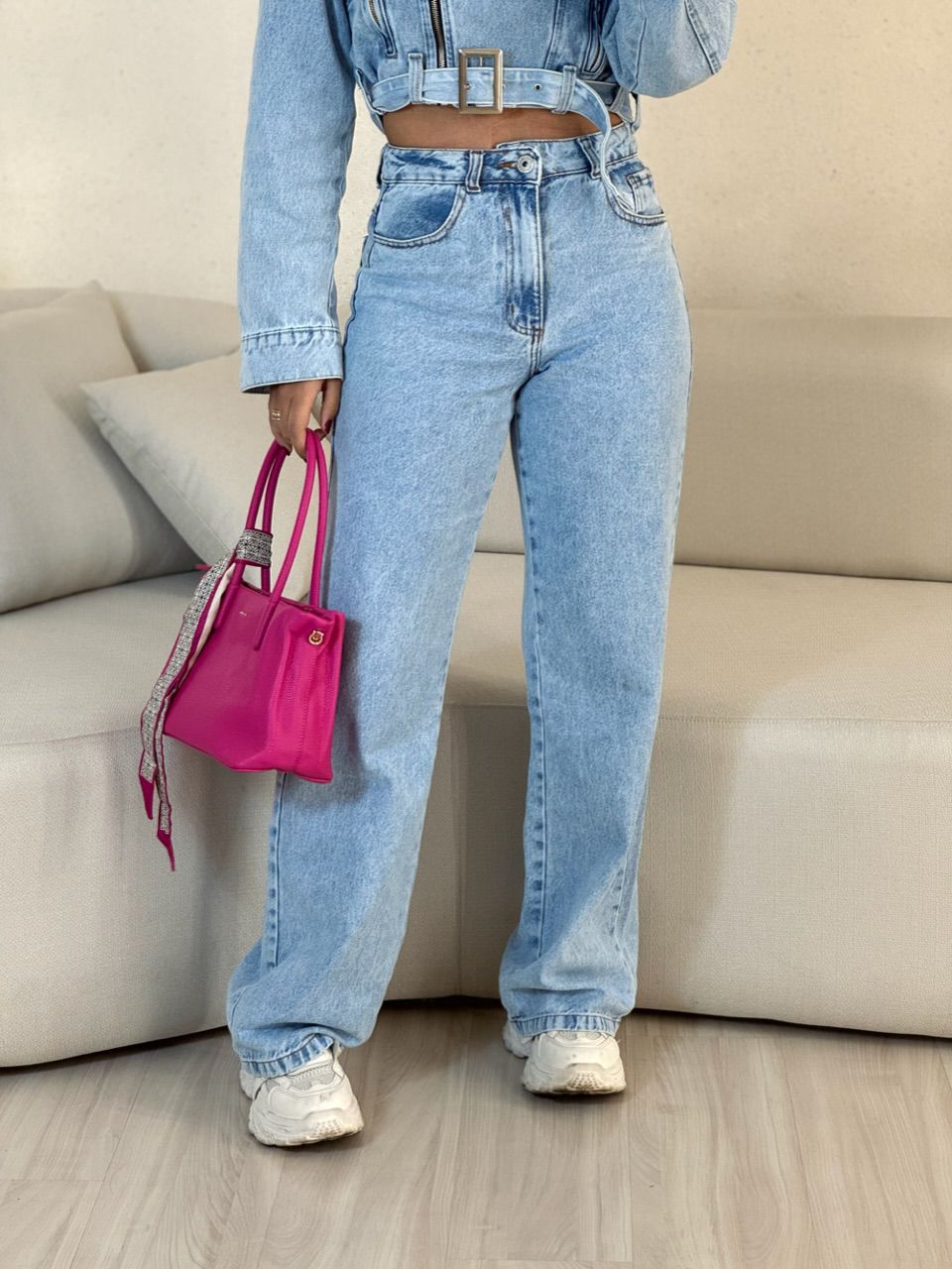 CALÇA NINA PANTALONA Jeans Claro - 0053310071 - CAROLLA FERRARO