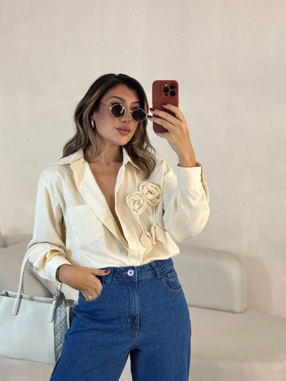 CAMISA ELOÁ FLOR MARFIM