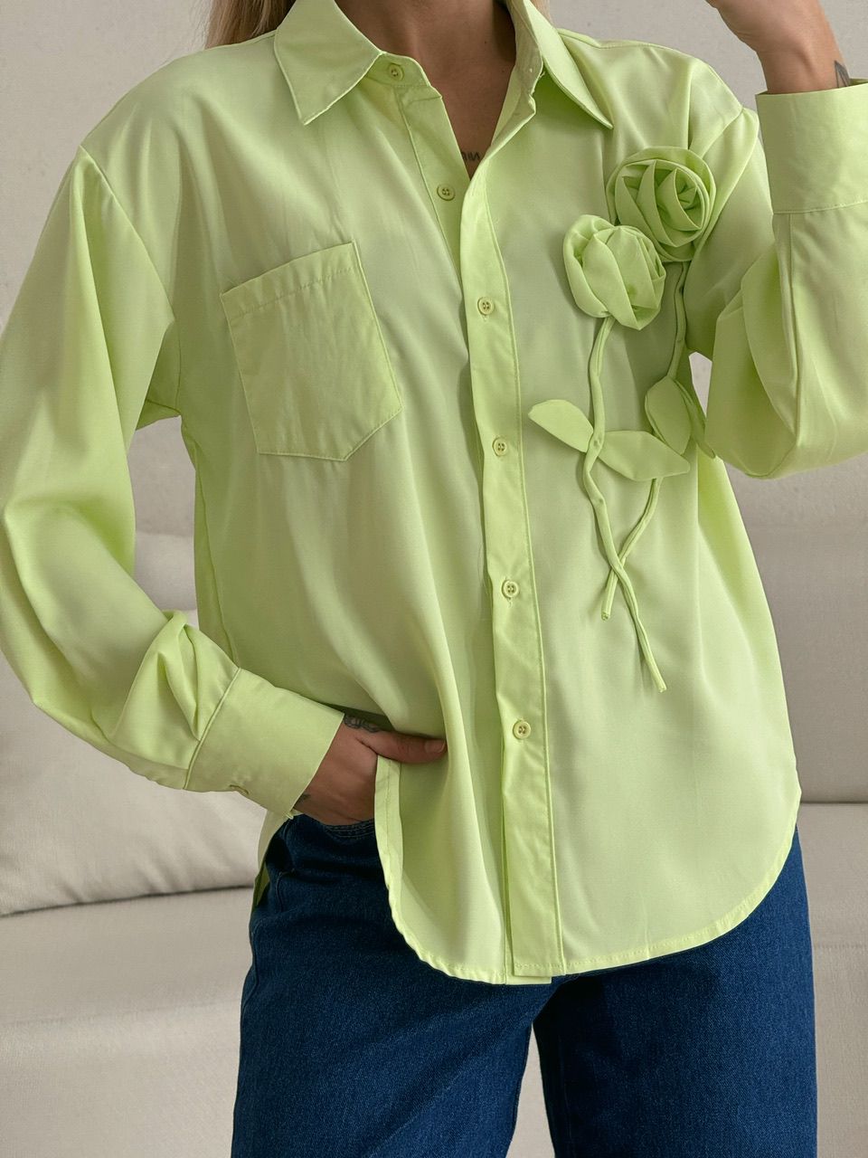 CAMISA ELOÁ FLOR VERDE