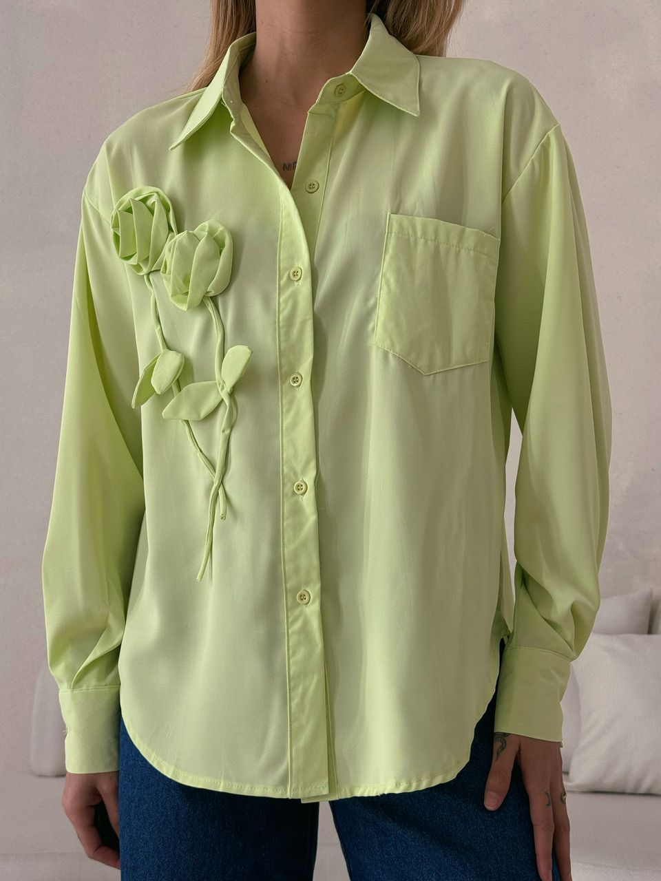 CAMISA ELOÁ FLOR VERDE