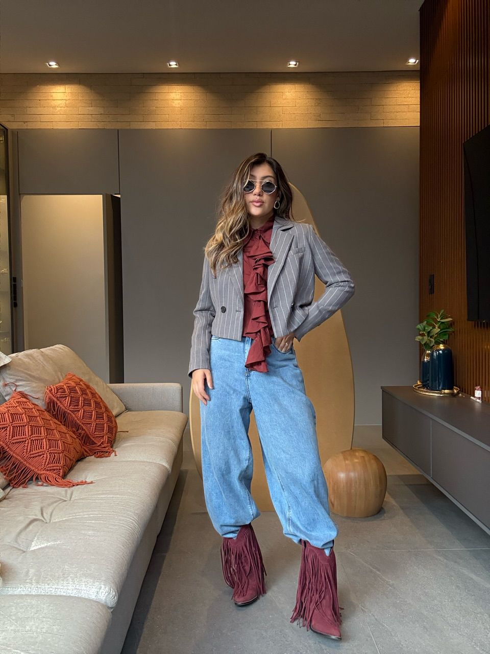 BLAZER CELINE RISCA DE GIZ CINZA