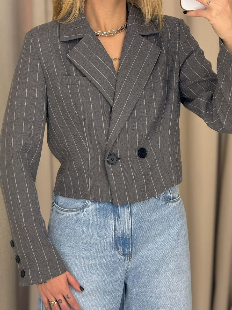 BLAZER CELINE RISCA DE GIZ CINZA