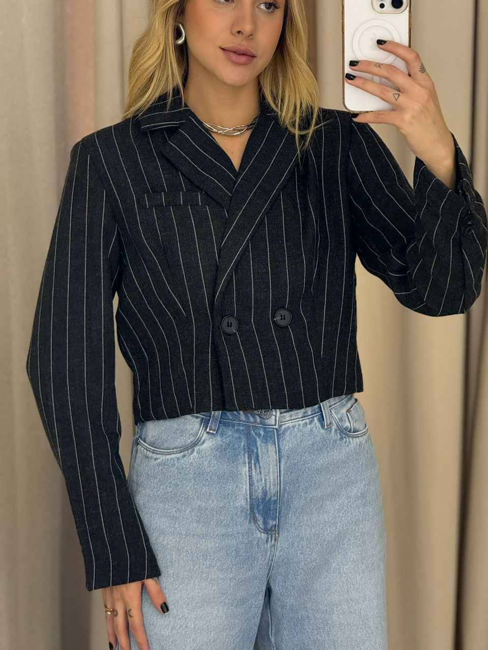 BLAZER CELINE RISCA DE GIZ GRAFITE