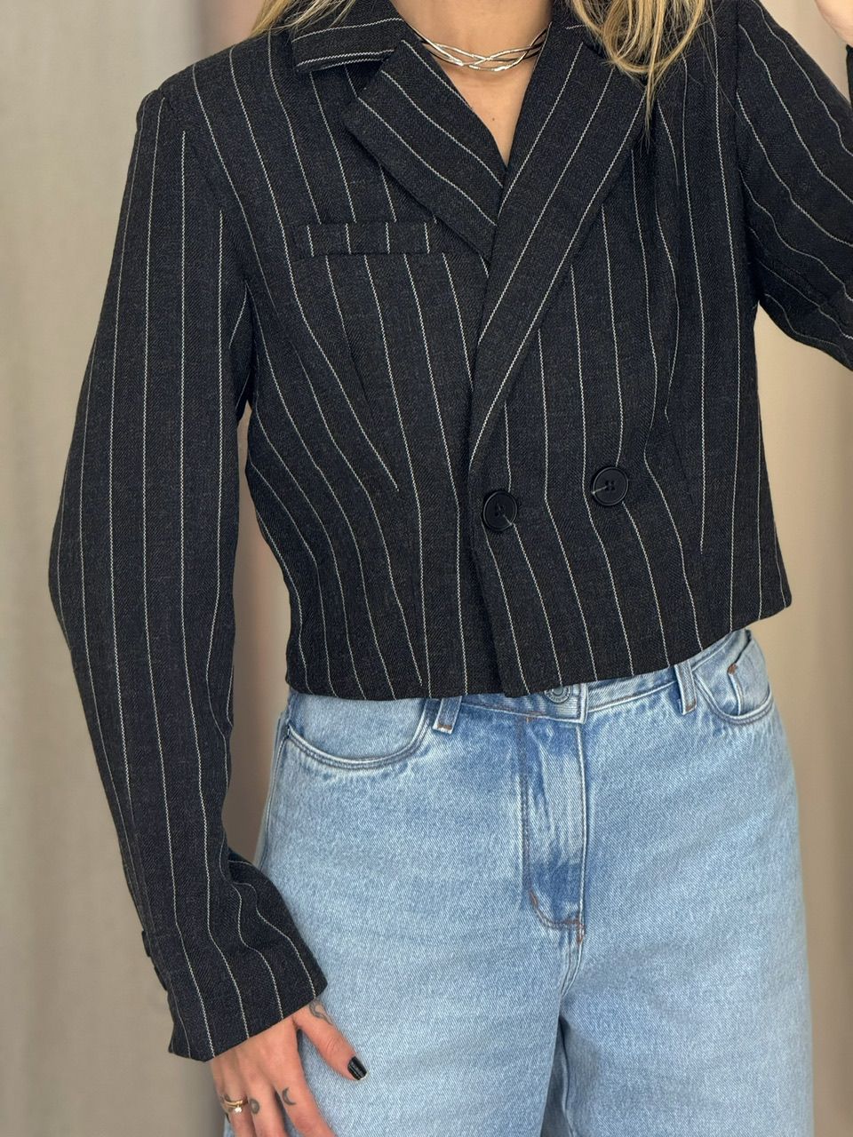 BLAZER CELINE RISCA DE GIZ GRAFITE