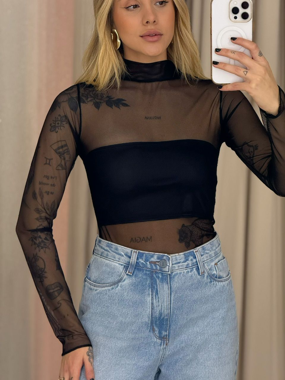 BLUSA BRIGIDA TULE PRETA