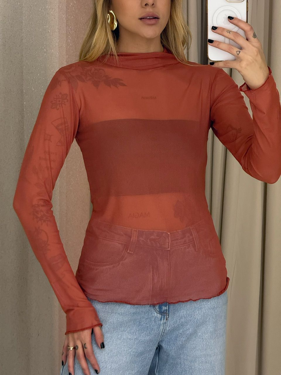 BLUSA BRIGIDA TULE TELHA