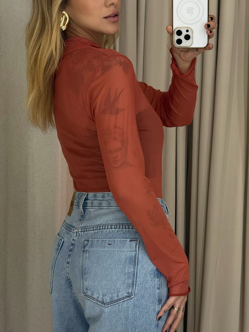 BLUSA BRIGIDA TULE TELHA