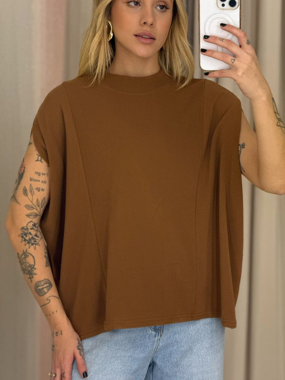 BLUSA ELAIDE TRICOT CARAMELO