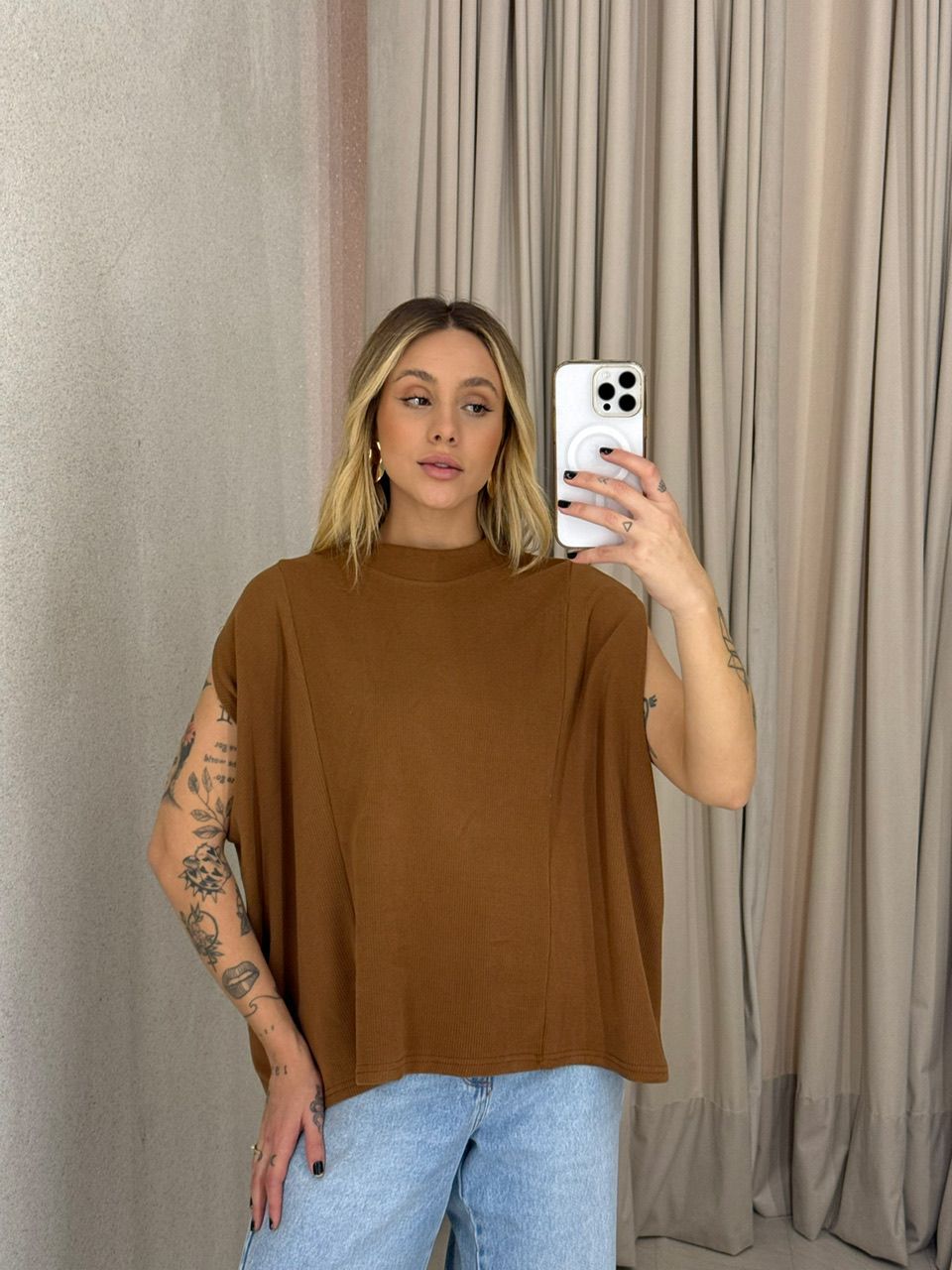 BLUSA ELAIDE TRICOT CARAMELO