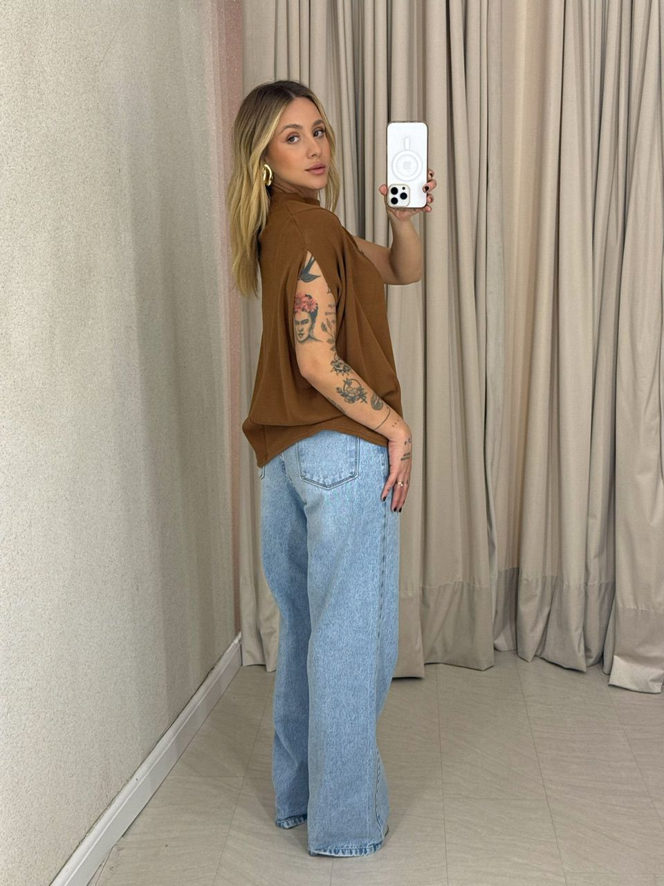 BLUSA ELAIDE TRICOT CARAMELO