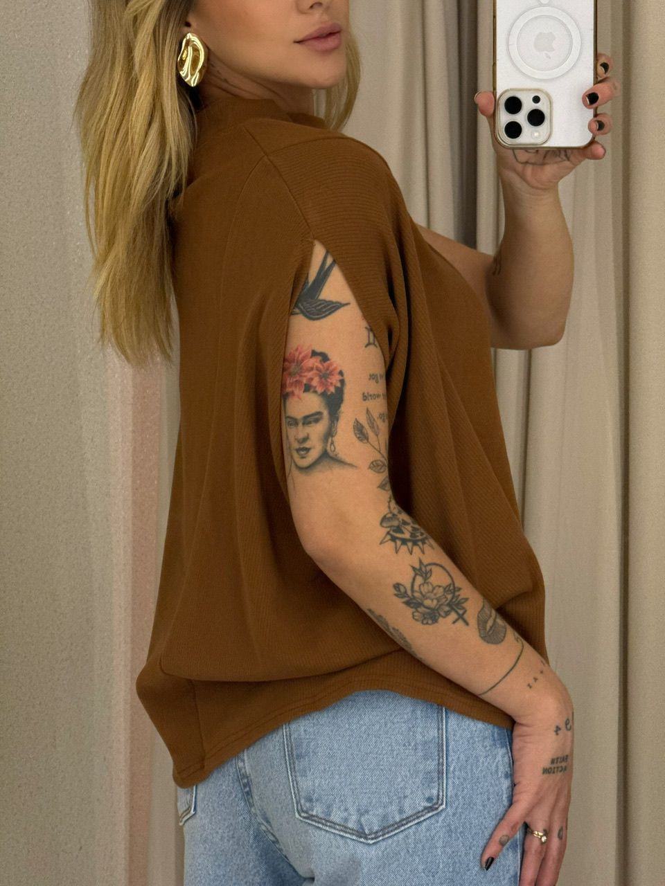 BLUSA ELAIDE TRICOT CARAMELO