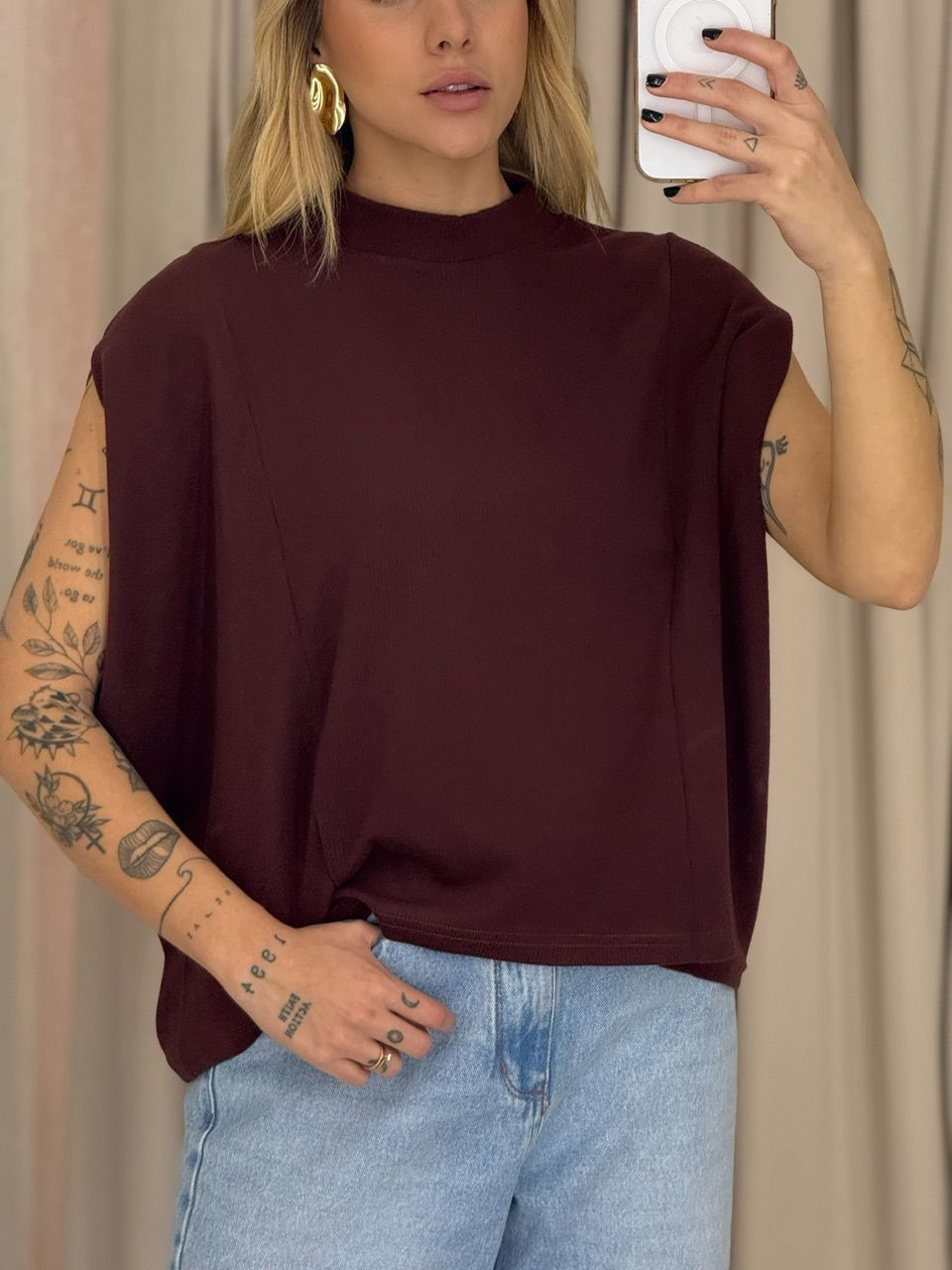 BLUSA ELAIDE TRICOT MARROM