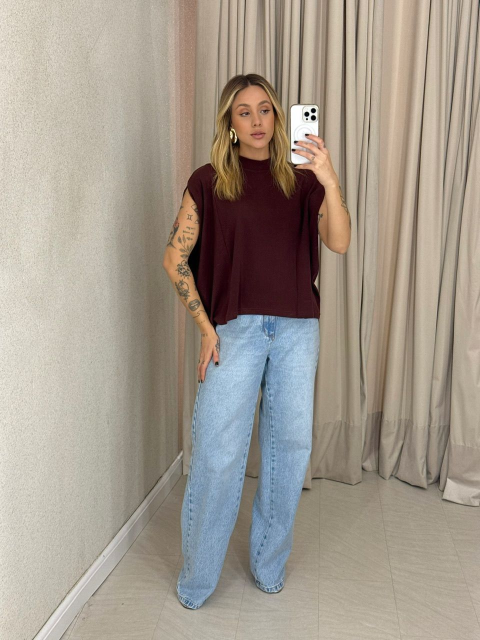 BLUSA ELAIDE TRICOT MARROM