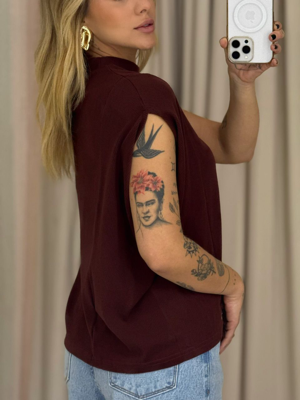 BLUSA ELAIDE TRICOT MARROM