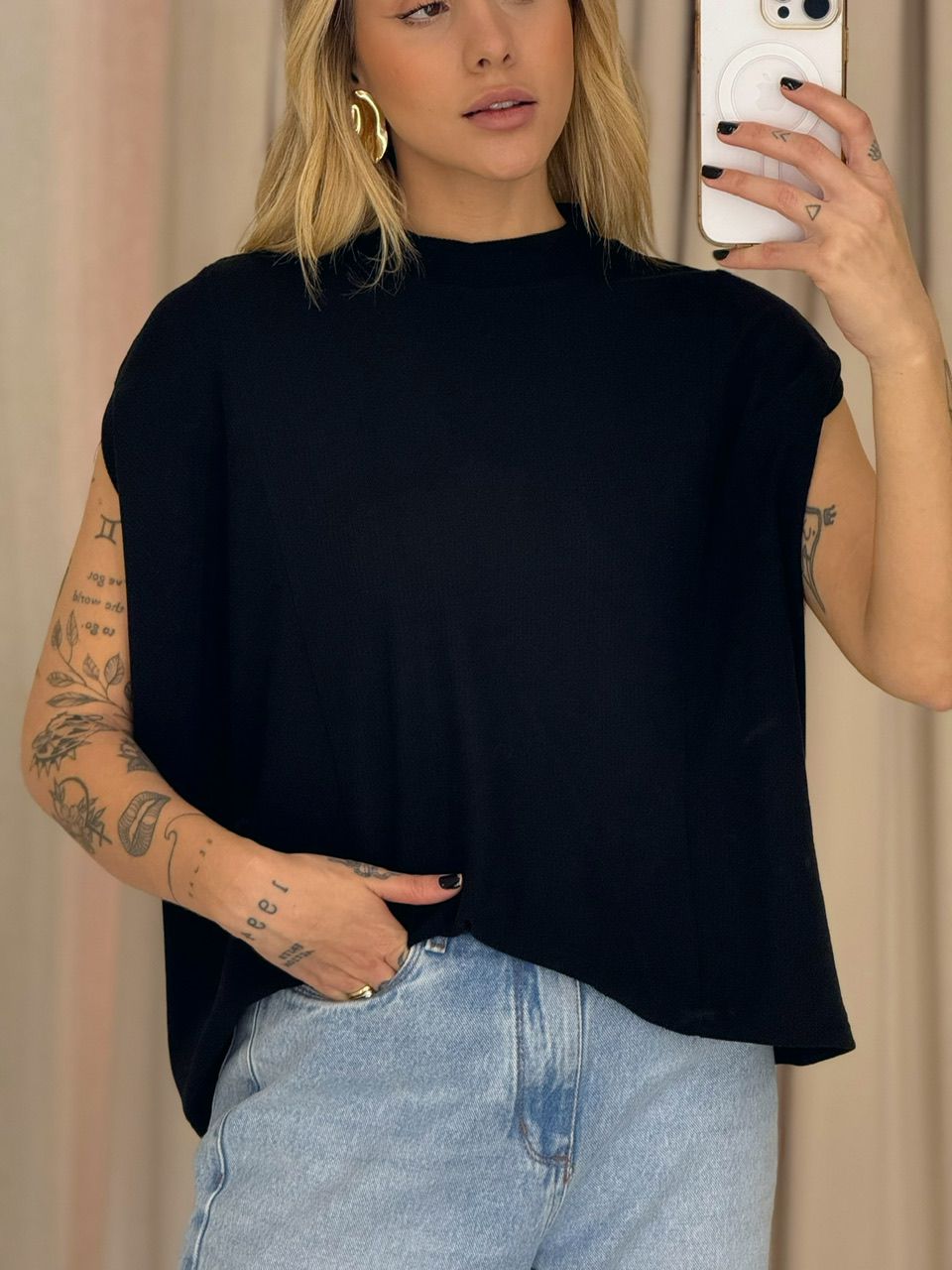BLUSA ELAIDE TRICOT PRETA