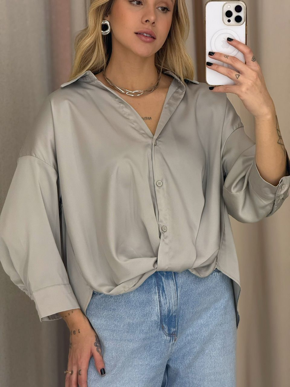 CAMISA FELICIA NÓ CINZA