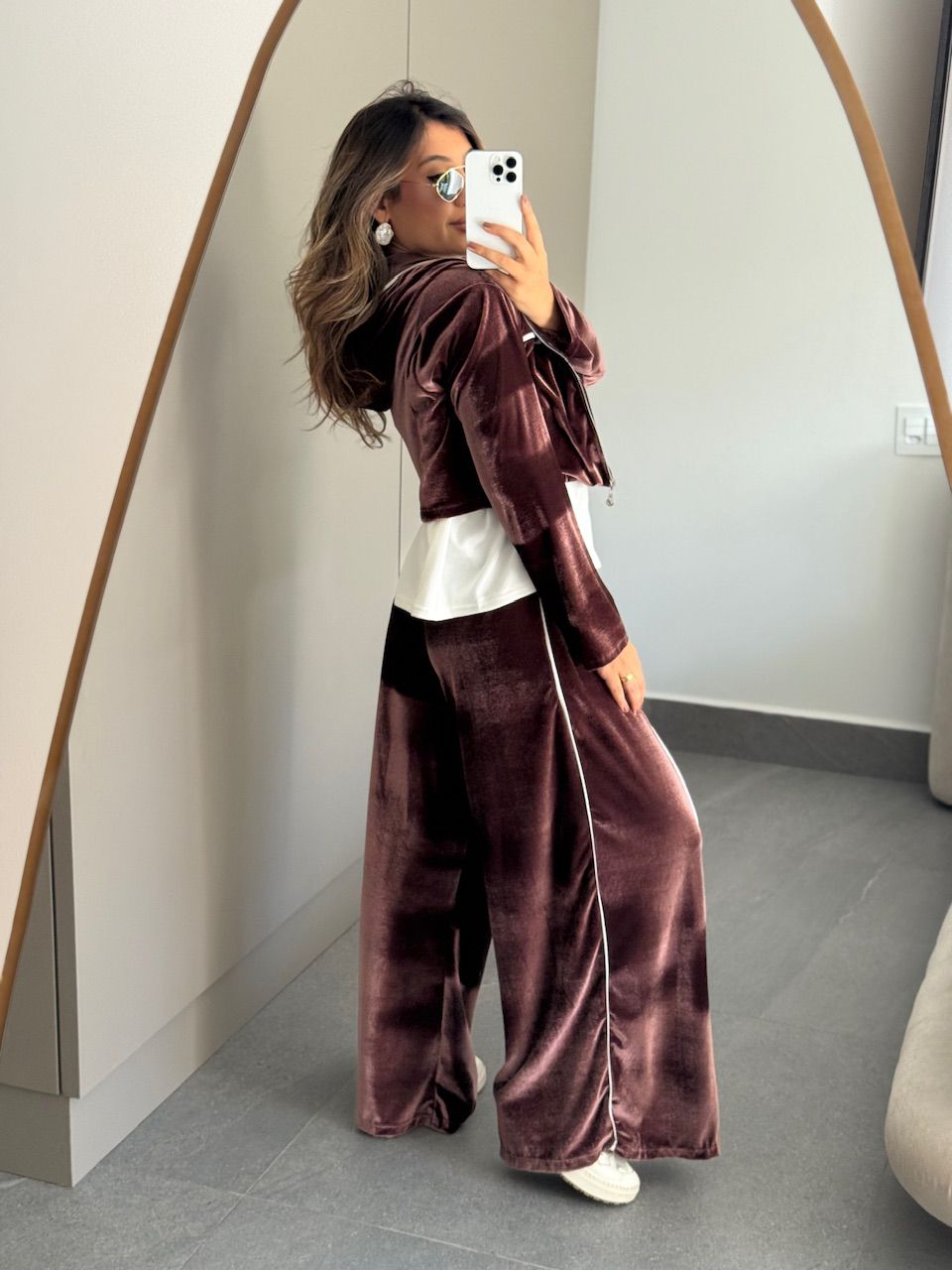 CONJUNTO CARINE VELUDO MARROM