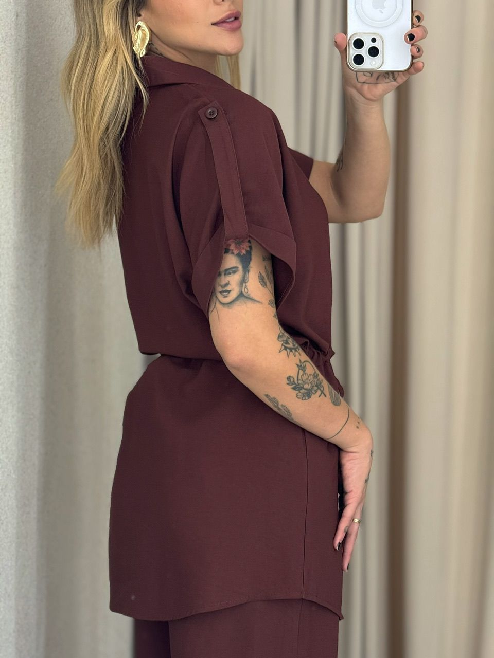 CONJUNTO CHARLETE CALÇA MARROM