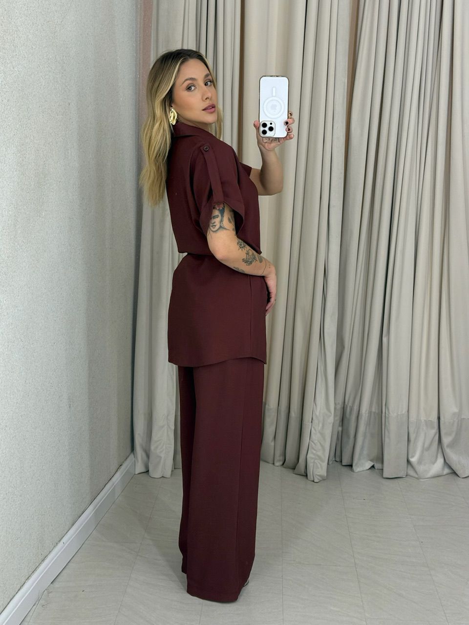 CONJUNTO CHARLETE CALÇA MARROM