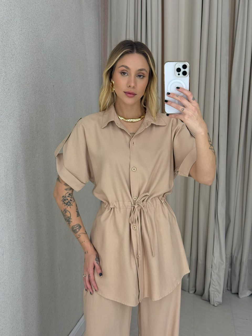 CONJUNTO CHARLETE CALÇA NUDE