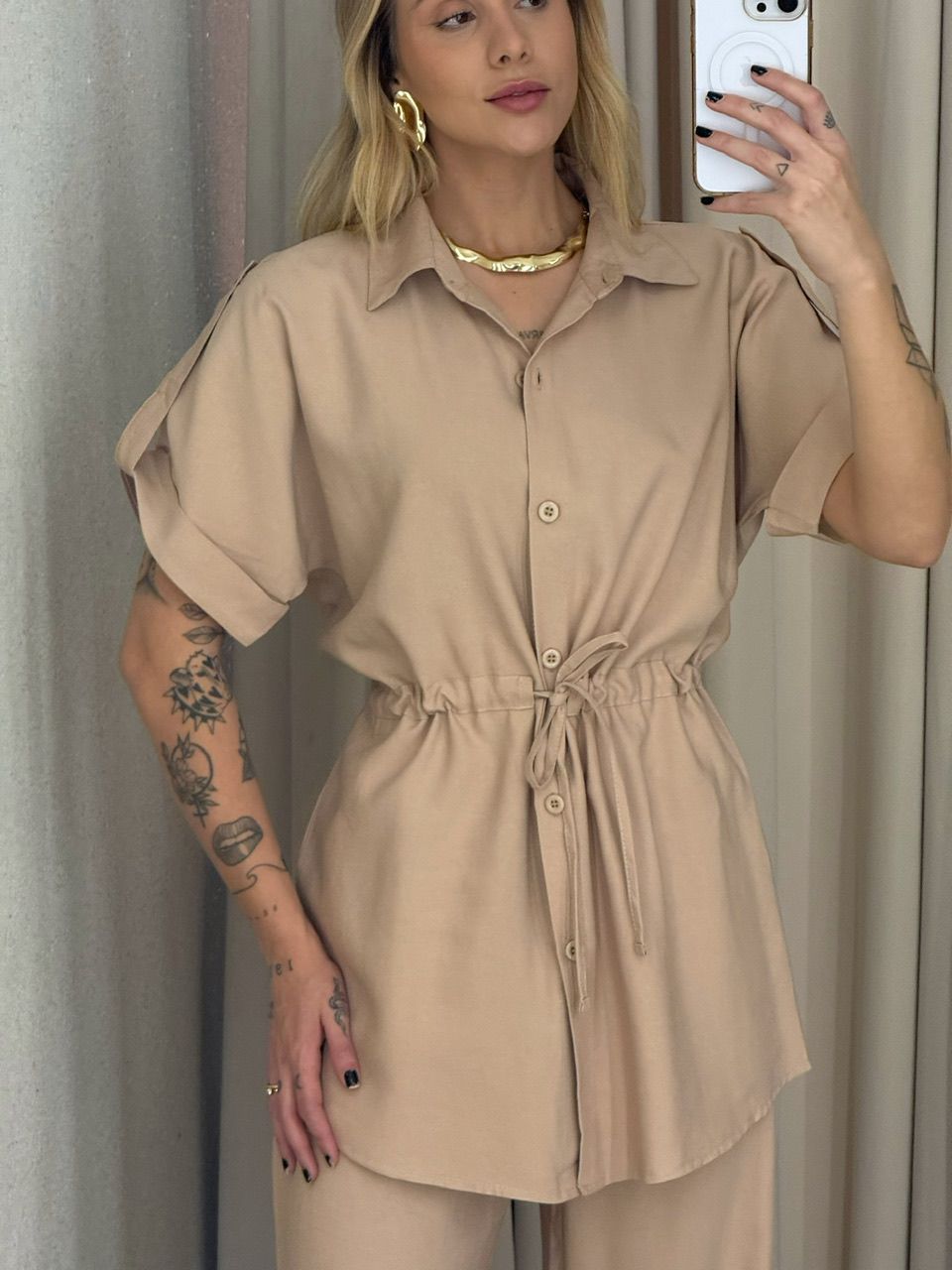 CONJUNTO CHARLETE CALÇA NUDE