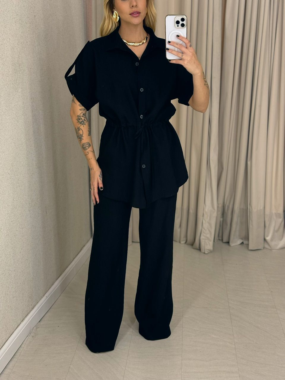 CONJUNTO CHARLETE CALÇA PRETO