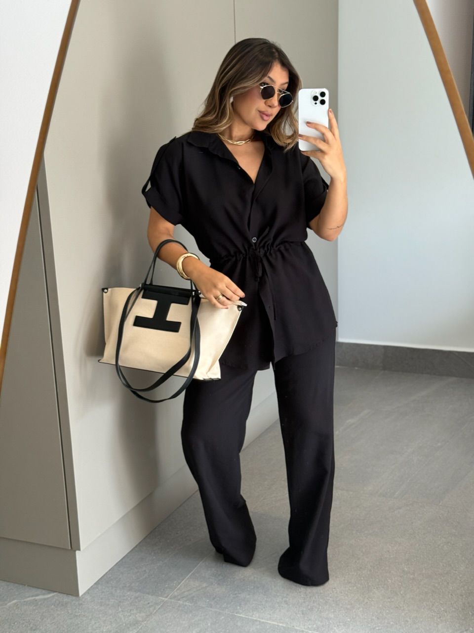 CONJUNTO CHARLETE CALÇA PRETO
