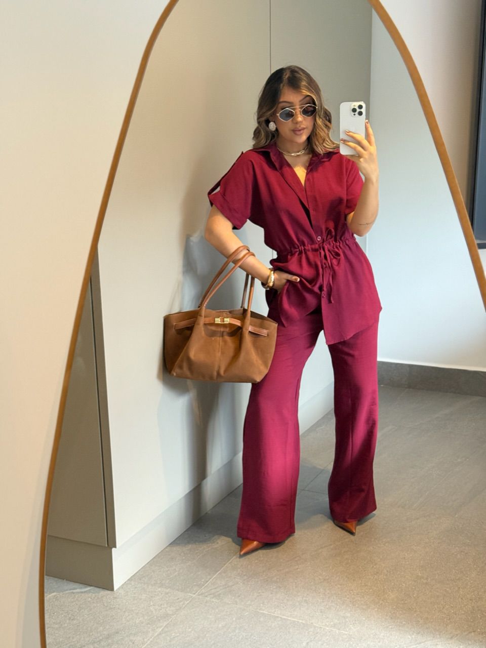 CONJUNTO CHARLETE CALÇA VINHO