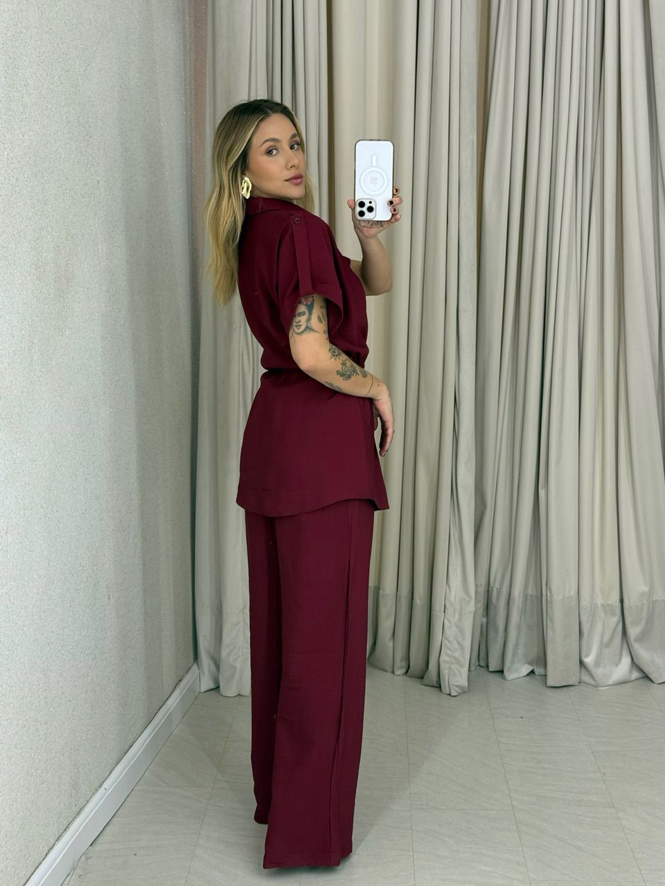 CONJUNTO CHARLETE CALÇA VINHO