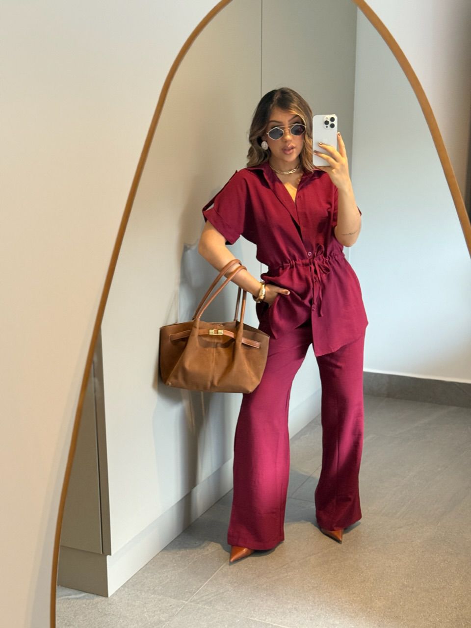 CONJUNTO CHARLETE CALÇA VINHO - 0065960168 - CAROLLA FERRARO