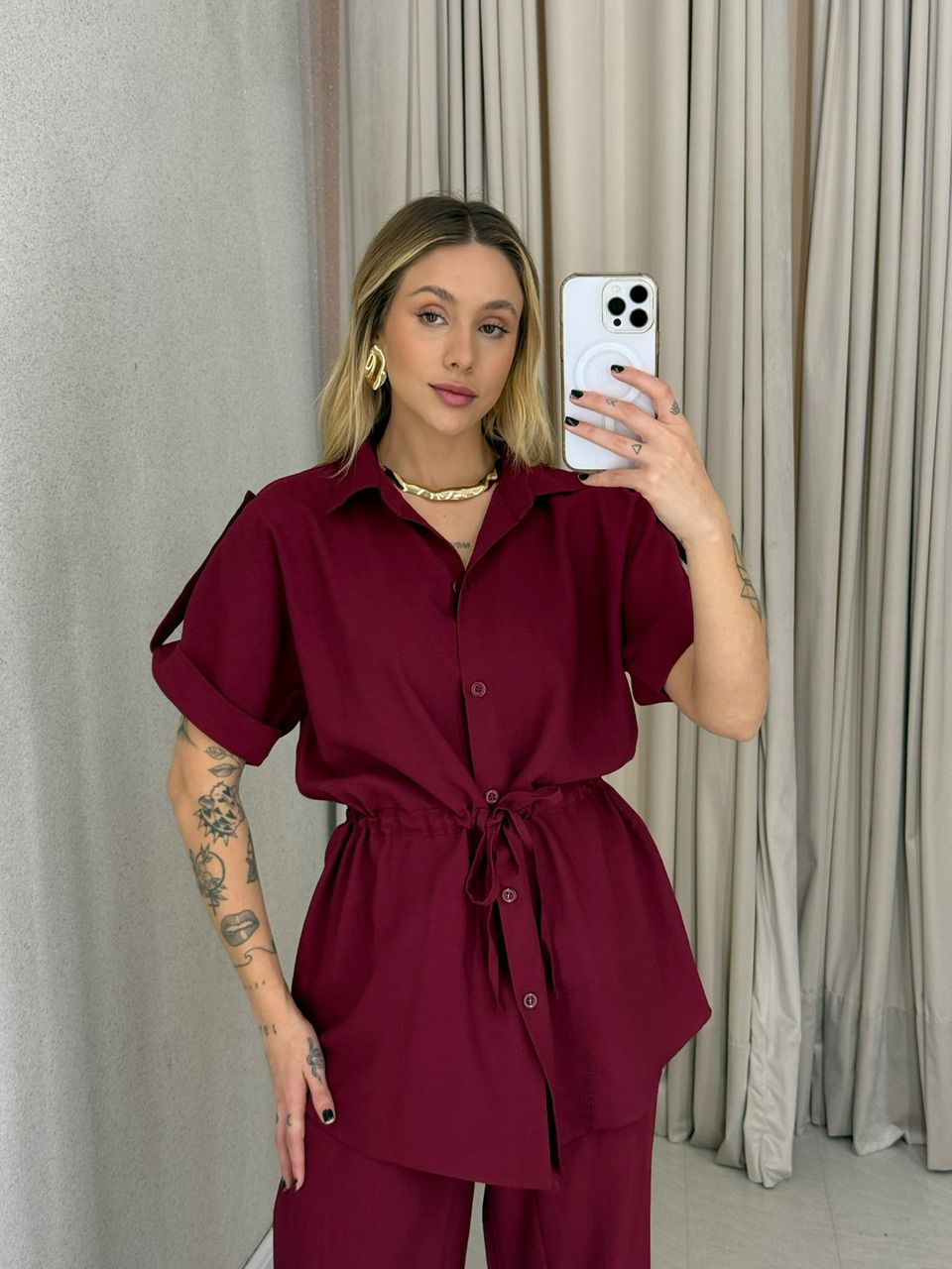 CONJUNTO CHARLETE CALÇA VINHO
