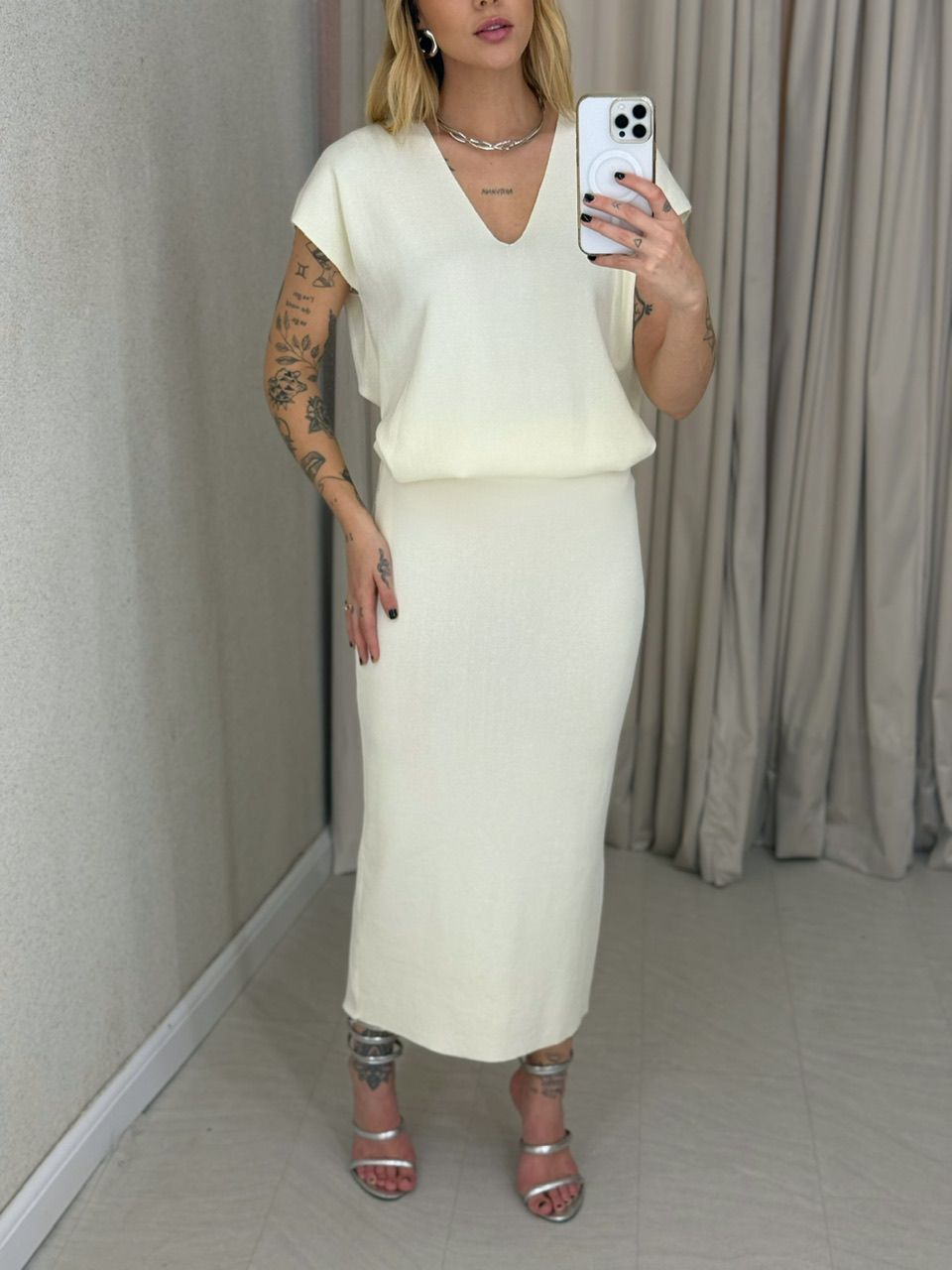 CONJUNTO FLORA TRICOT AREIA